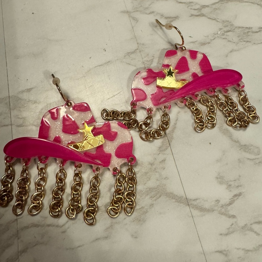 Cowgirl Hat Dangle Earrings